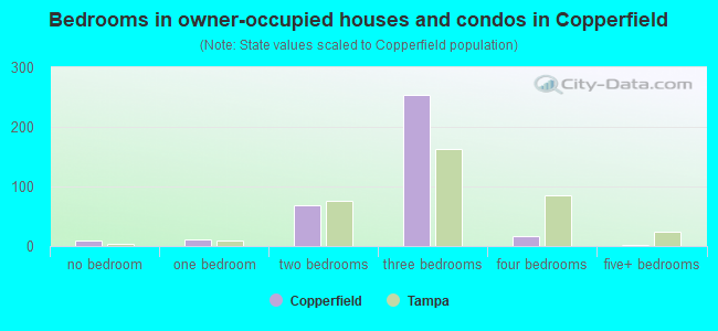 Bedrooms in owner-occupied houses and condos in Copperfield
