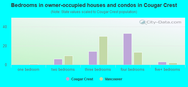 Bedrooms in owner-occupied houses and condos in Cougar Crest