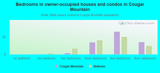 Bedrooms in owner-occupied houses and condos in Cougar Mountain