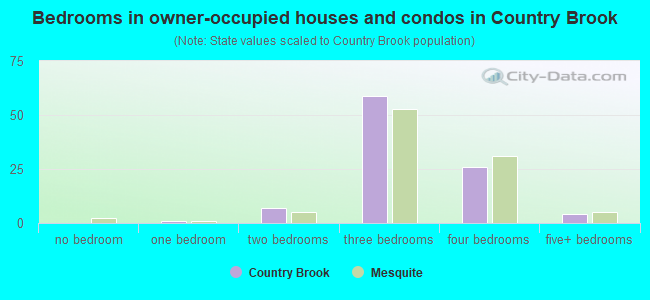 Bedrooms in owner-occupied houses and condos in Country Brook