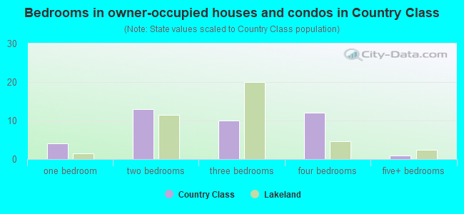 Bedrooms in owner-occupied houses and condos in Country Class