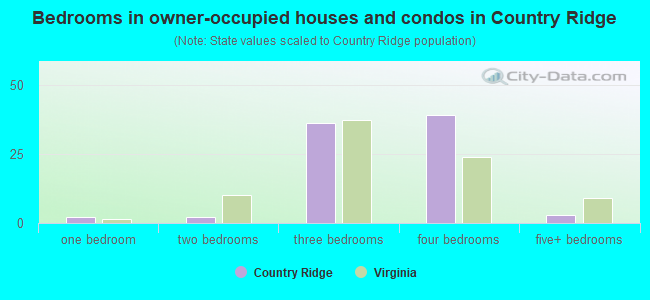 Bedrooms in owner-occupied houses and condos in Country Ridge