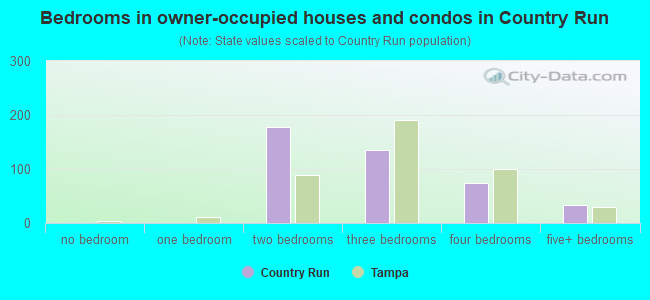 Bedrooms in owner-occupied houses and condos in Country Run