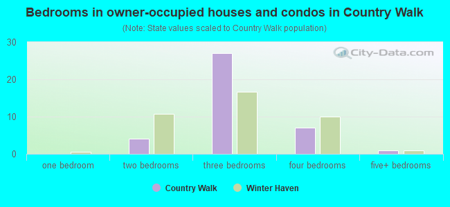 Bedrooms in owner-occupied houses and condos in Country Walk