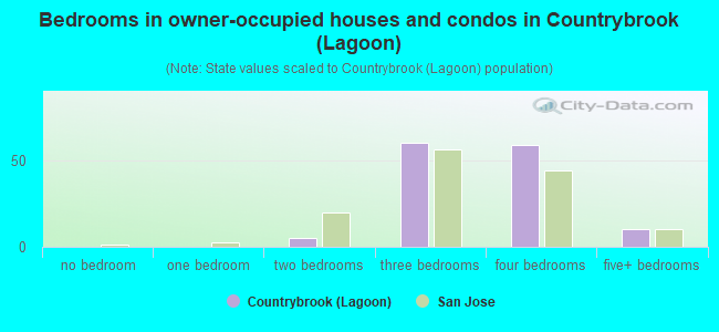 Bedrooms in owner-occupied houses and condos in Countrybrook (Lagoon)