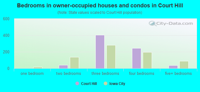 Bedrooms in owner-occupied houses and condos in Court Hill