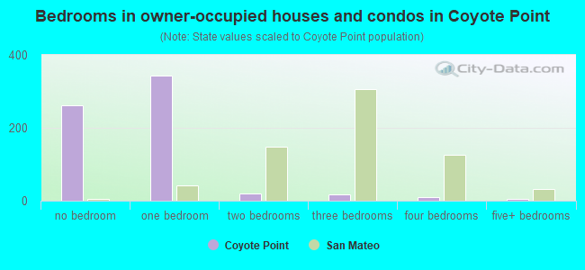Bedrooms in owner-occupied houses and condos in Coyote Point
