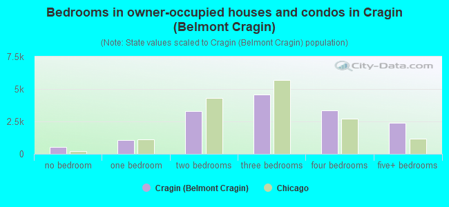 Bedrooms in owner-occupied houses and condos in Cragin (Belmont Cragin)