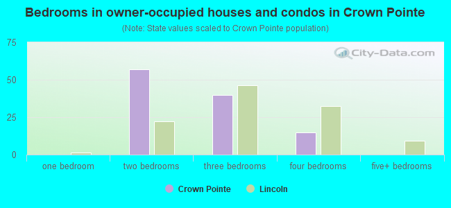Bedrooms in owner-occupied houses and condos in Crown Pointe