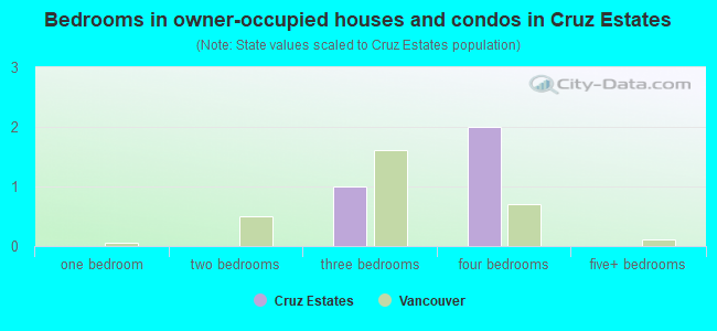 Bedrooms in owner-occupied houses and condos in Cruz Estates