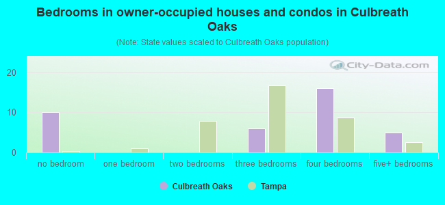 Bedrooms in owner-occupied houses and condos in Culbreath Oaks