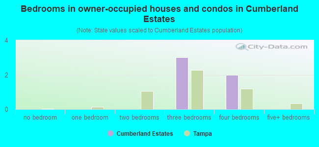 Bedrooms in owner-occupied houses and condos in Cumberland Estates