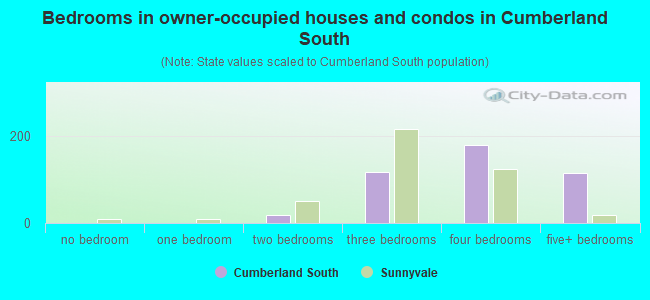 Bedrooms in owner-occupied houses and condos in Cumberland South