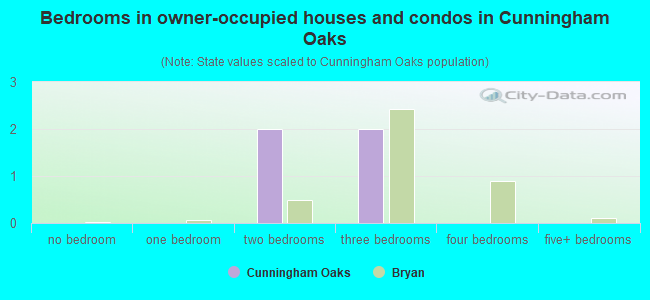 Bedrooms in owner-occupied houses and condos in Cunningham Oaks