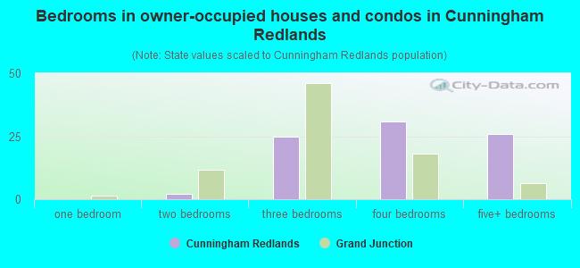 Bedrooms in owner-occupied houses and condos in Cunningham Redlands