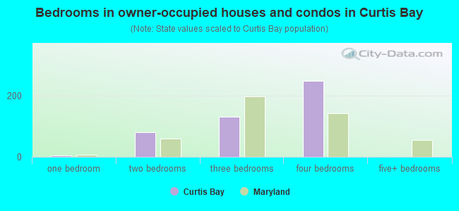 Bedrooms in owner-occupied houses and condos in Curtis Bay