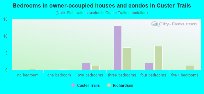 Bedrooms in owner-occupied houses and condos in Custer Trails