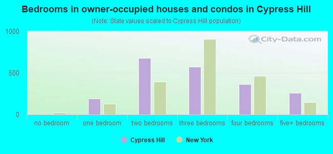 Bedrooms in owner-occupied houses and condos in Cypress Hill