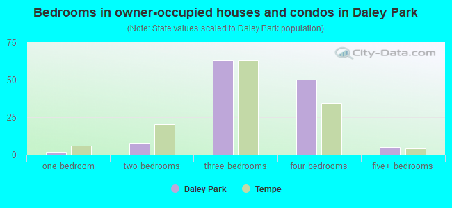 Bedrooms in owner-occupied houses and condos in Daley Park
