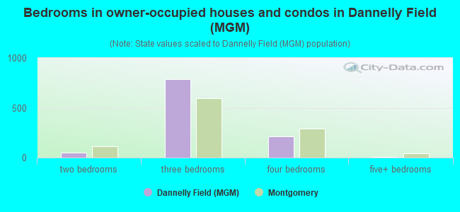 Bedrooms in owner-occupied houses and condos in Dannelly Field (MGM)