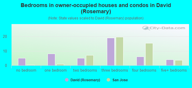 Bedrooms in owner-occupied houses and condos in David (Rosemary)