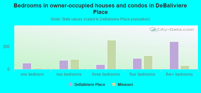 Bedrooms in owner-occupied houses and condos in DeBaliviere Place