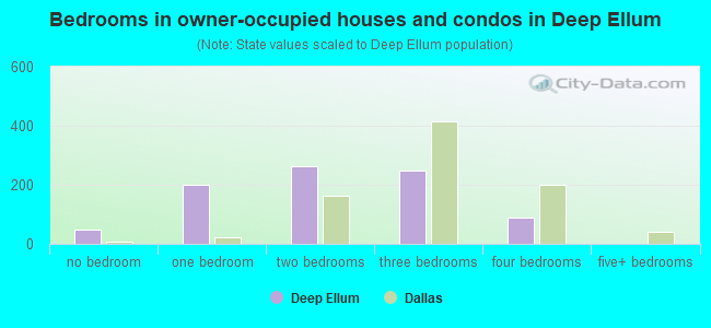 Bedrooms in owner-occupied houses and condos in Deep Ellum