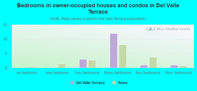 Bedrooms in owner-occupied houses and condos in Del Valle Terrace