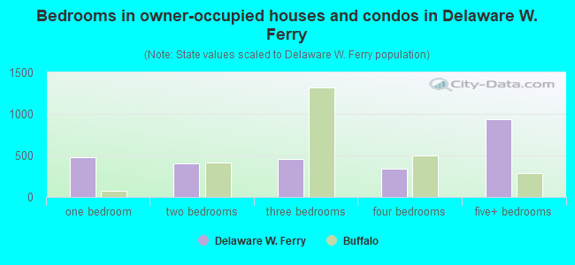 Bedrooms in owner-occupied houses and condos in Delaware W. Ferry