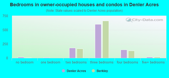 Bedrooms in owner-occupied houses and condos in Denler Acres