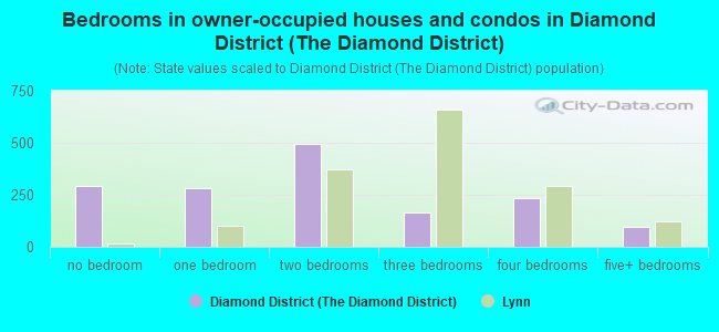 Bedrooms in owner-occupied houses and condos in Diamond District (The Diamond District)