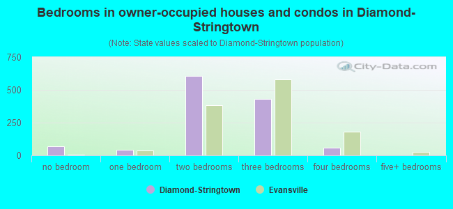 Bedrooms in owner-occupied houses and condos in Diamond-Stringtown