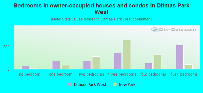 Bedrooms in owner-occupied houses and condos in Ditmas Park West
