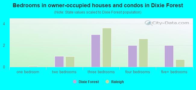 Bedrooms in owner-occupied houses and condos in Dixie Forest