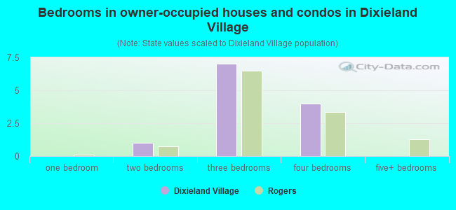 Bedrooms in owner-occupied houses and condos in Dixieland Village