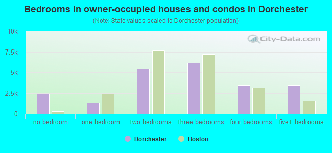 Bedrooms in owner-occupied houses and condos in Dorchester