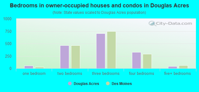 Bedrooms in owner-occupied houses and condos in Douglas Acres