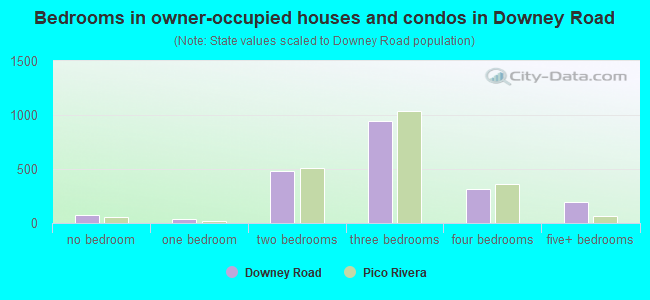 Bedrooms in owner-occupied houses and condos in Downey Road