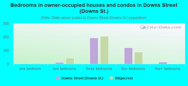 Bedrooms in owner-occupied houses and condos in Downs Street (Downs St.)