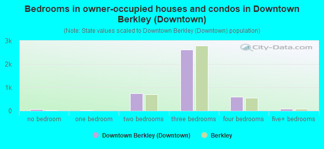 Bedrooms in owner-occupied houses and condos in Downtown Berkley (Downtown)
