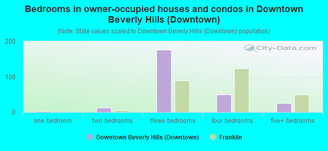 Bedrooms in owner-occupied houses and condos in Downtown Beverly Hills (Downtown)
