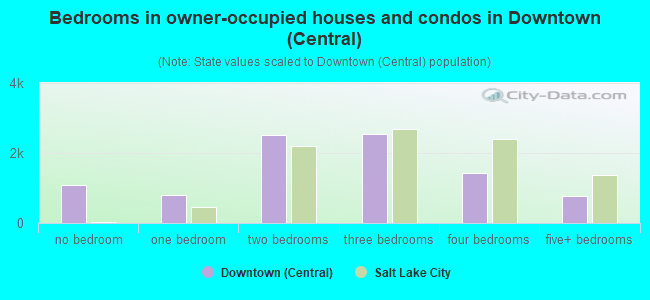 Bedrooms in owner-occupied houses and condos in Downtown (Central)