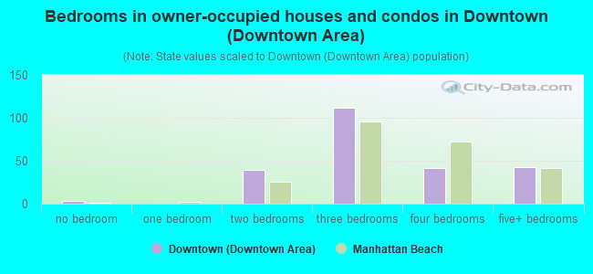 Bedrooms in owner-occupied houses and condos in Downtown (Downtown Area)