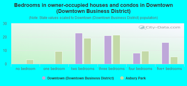 Bedrooms in owner-occupied houses and condos in Downtown (Downtown Business District)