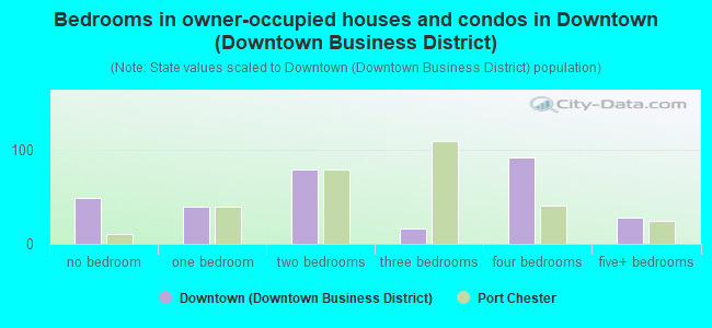 Bedrooms in owner-occupied houses and condos in Downtown (Downtown Business District)