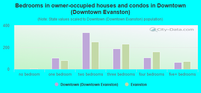 Bedrooms in owner-occupied houses and condos in Downtown (Downtown Evanston)