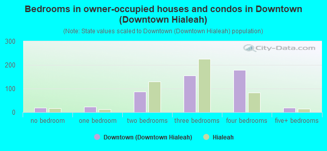 Bedrooms in owner-occupied houses and condos in Downtown (Downtown Hialeah)