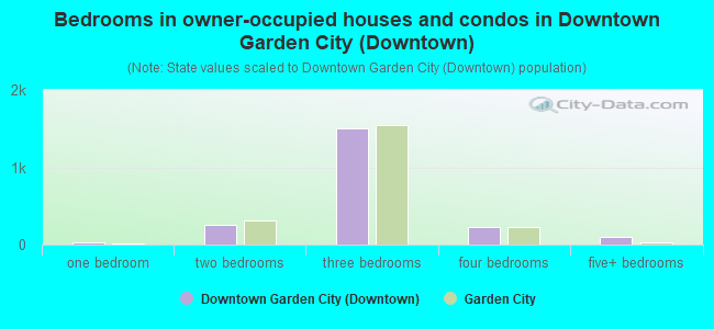 Bedrooms in owner-occupied houses and condos in Downtown Garden City (Downtown)