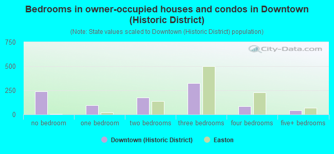 Bedrooms in owner-occupied houses and condos in Downtown (Historic District)