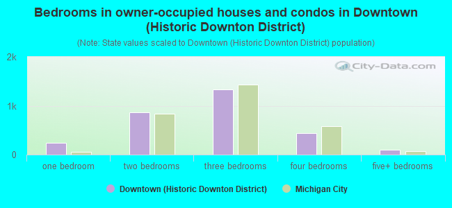 Bedrooms in owner-occupied houses and condos in Downtown (Historic Downton District)